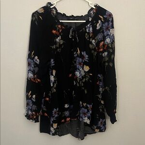 American Eagle Outfitters Black Floral Blouse
